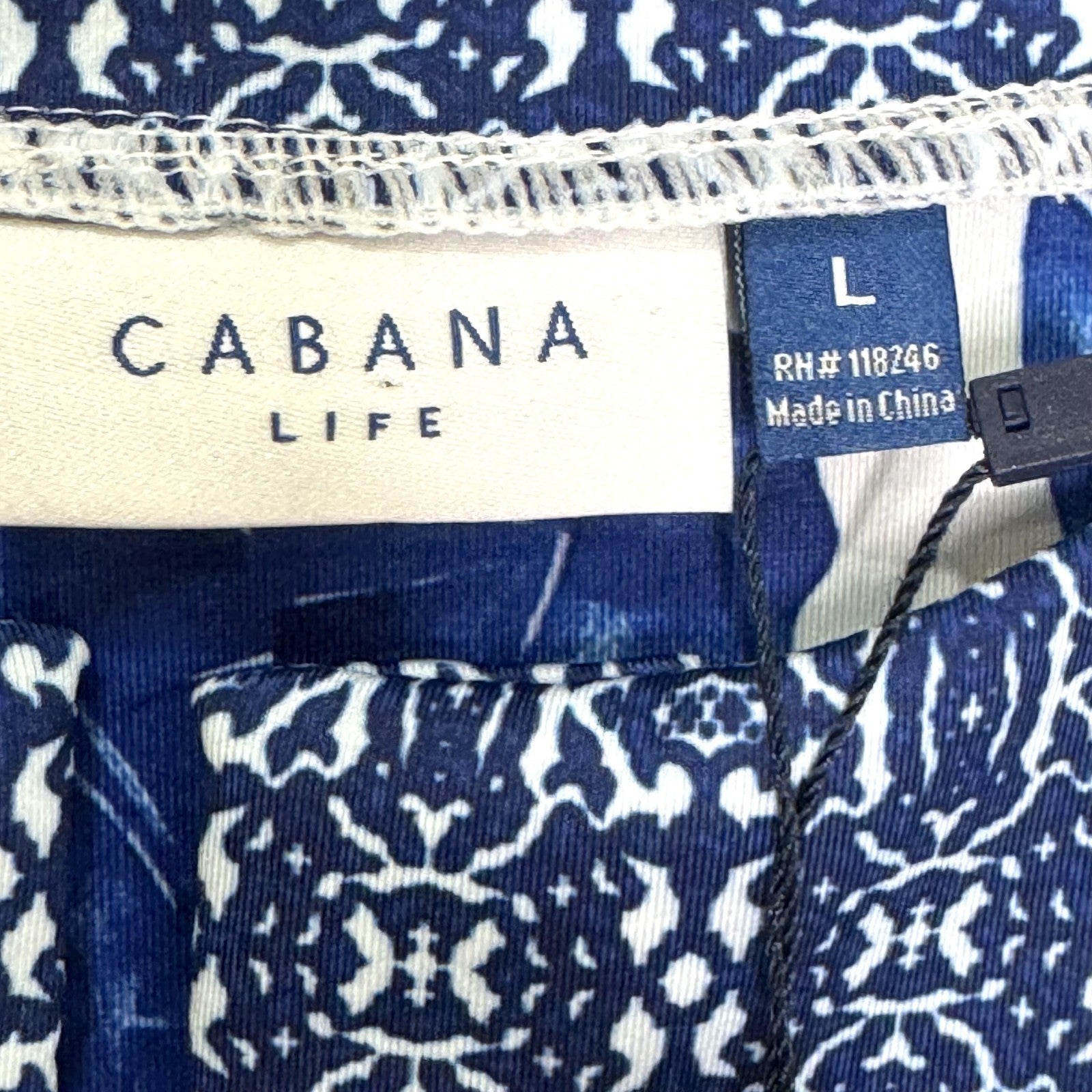 Cabana Life Dress Womens Large Blue White Palm Print Tunic UPF 50 Sun Protection