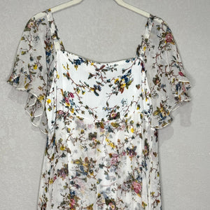 VTG Gail Garner All That Glitters San Francisco Dress Size Small Floral Sheer