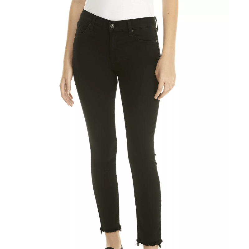 7FAM 7 For All Mankind Size 28 Womens Black Stretch Skinny Frayed Hem Jeans - Flair - Style