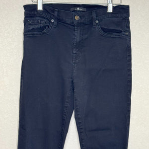 7FAM 7 For All Mankind Size 28 Womens Black Stretch Skinny Frayed Hem Jeans - Flair - Style