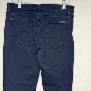 7FAM 7 For All Mankind Size 28 Womens Black Stretch Skinny Frayed Hem Jeans - Flair - Style