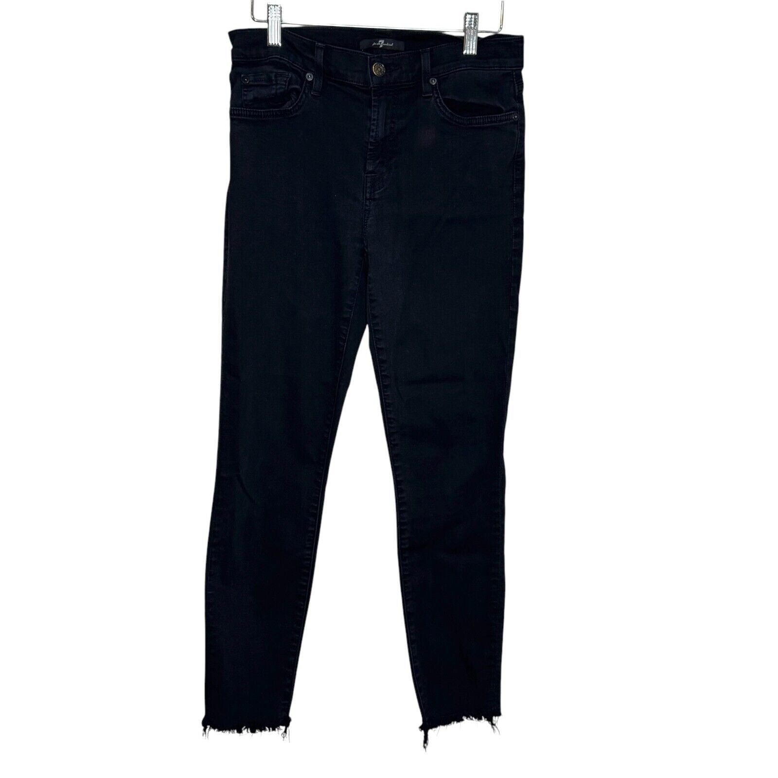 7FAM 7 For All Mankind Size 28 Womens Black Stretch Skinny Frayed Hem Jeans - Flair - Style
