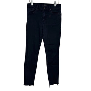 7FAM 7 For All Mankind Size 28 Womens Black Stretch Skinny Frayed Hem Jeans - Flair - Style