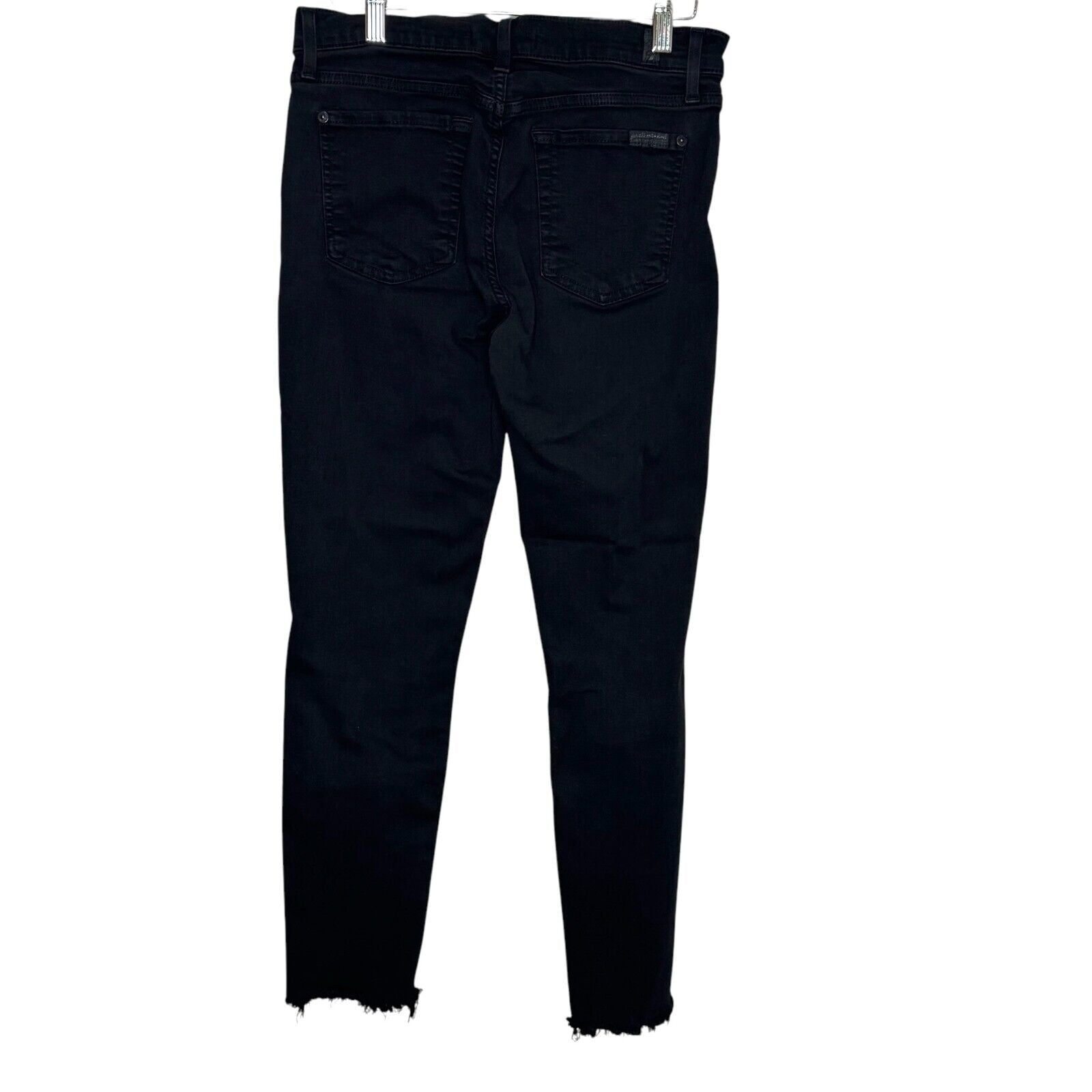 7FAM 7 For All Mankind Size 28 Womens Black Stretch Skinny Frayed Hem Jeans - Flair - Style