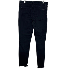 7FAM 7 For All Mankind Size 28 Womens Black Stretch Skinny Frayed Hem Jeans - Flair - Style