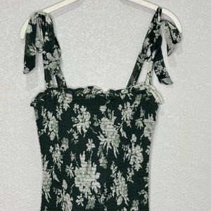 Abercrombie & Fitch Dress Womens Small Green Floral Smocked Ruffle Midi Sundress - Flair - Style