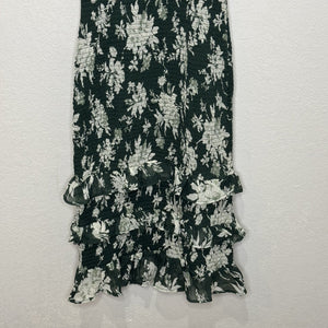 Abercrombie & Fitch Dress Womens Small Green Floral Smocked Ruffle Midi Sundress - Flair - Style