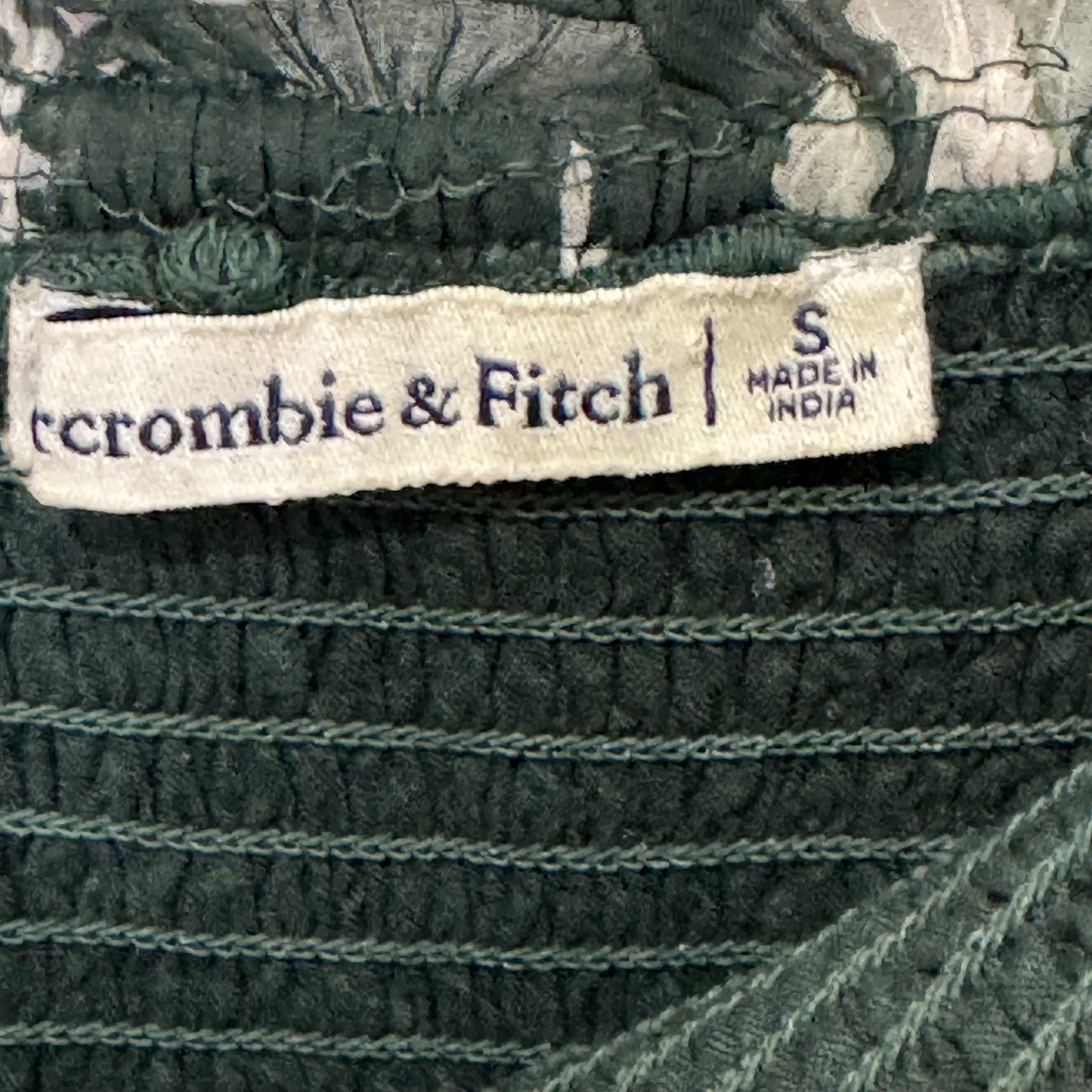 Abercrombie & Fitch Dress Womens Small Green Floral Smocked Ruffle Midi Sundress - Flair - Style