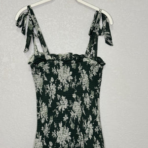 Abercrombie & Fitch Dress Womens Small Green Floral Smocked Ruffle Midi Sundress - Flair - Style