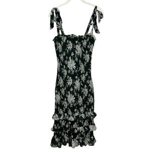 Abercrombie & Fitch Dress Womens Small Green Floral Smocked Ruffle Midi Sundress - Flair - Style