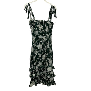 Abercrombie & Fitch Dress Womens Small Green Floral Smocked Ruffle Midi Sundress - Flair - Style