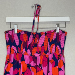 Able The Label Hollywood Halter Dress Size Medium NEW Bright Tropical Bird Print - Flair - Style