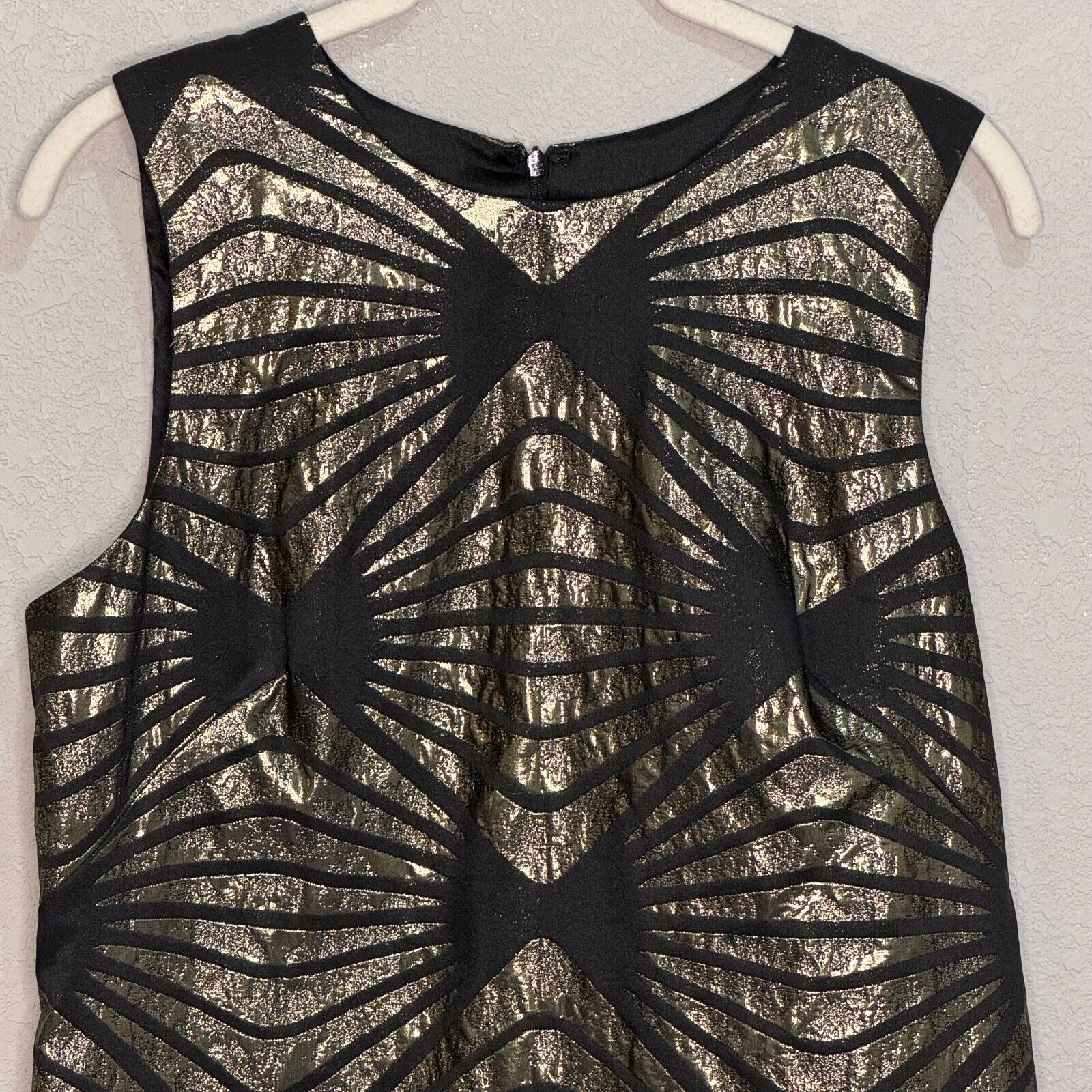 ABS Allen Schwartz NEW Black Gold Art Deco Bow Mini Party Dress Size 8 - Flair - Style