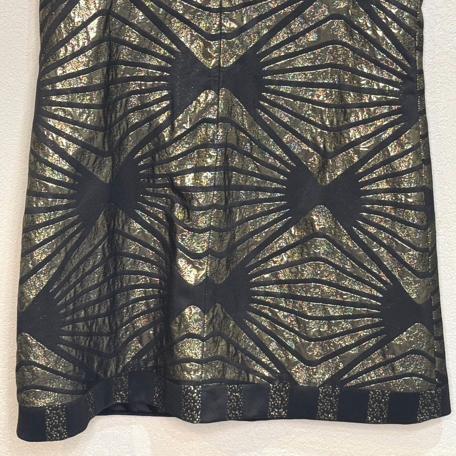 ABS Allen Schwartz NEW Black Gold Art Deco Bow Mini Party Dress Size 8 - Flair - Style