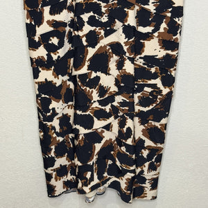 Adrianna Papell Dress Womens 14 Sheath Animal Print Ruched V Neck Cocktail Party - Flair - Style