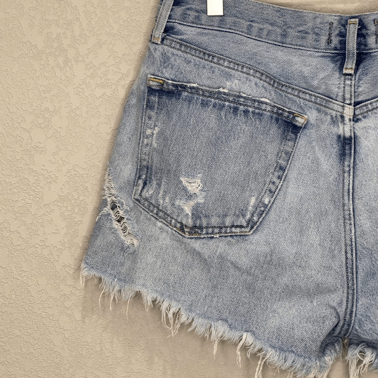 AGOLDE Shorts 28 Blue Parker Distressed High Rise Denim Frayed Hem Cutoff Grunge - Flair - Style