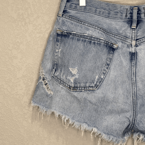 AGOLDE Shorts 28 Blue Parker Distressed High Rise Denim Frayed Hem Cutoff Grunge - Flair - Style