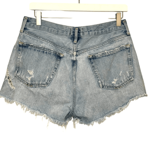 AGOLDE Shorts 28 Blue Parker Distressed High Rise Denim Frayed Hem Cutoff Grunge - Flair - Style