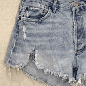 AGOLDE Shorts 28 Blue Parker Distressed High Rise Denim Frayed Hem Cutoff Grunge - Flair - Style
