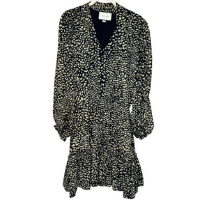 Alexis Malika Printed Georgette Mini Dress Size Medium $495 Animal Tie Neck - Flair - Style