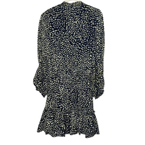 Alexis Malika Printed Georgette Mini Dress Size Medium $495 Animal Tie Neck - Flair - Style