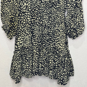 Alexis Malika Printed Georgette Mini Dress Size Medium $495 Animal Tie Neck - Flair - Style