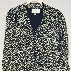 Alexis Malika Printed Georgette Mini Dress Size Medium $495 Animal Tie Neck - Flair - Style