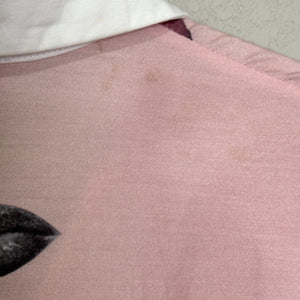 Alice McCall Shirt Womens Small Pink Lips Print White Collar Long Sleeve Button - Flair - Style