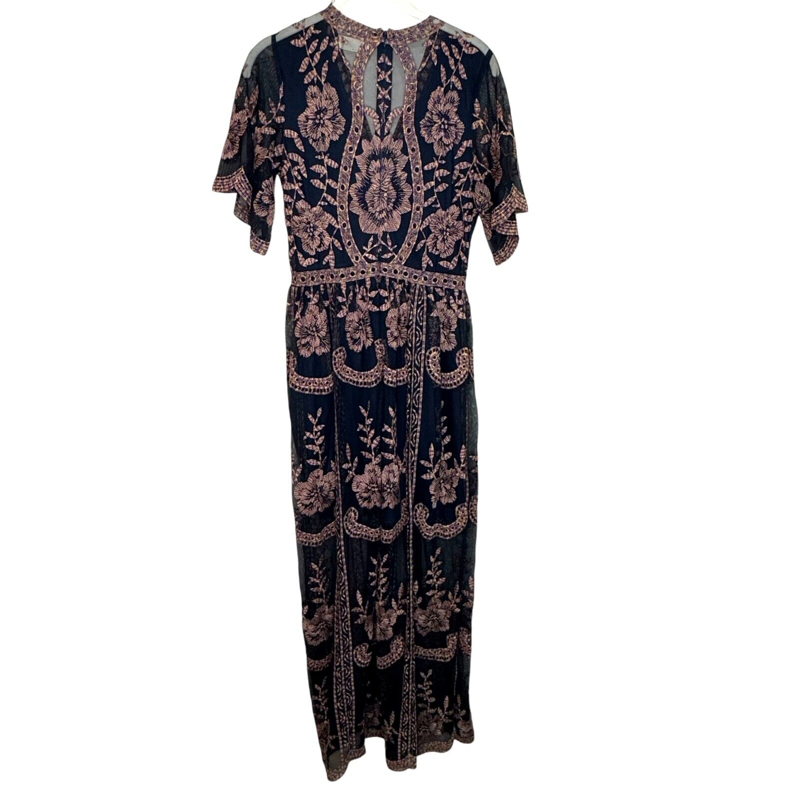 Altar'd State Maxi Dress Size Small Blue Floral Catania Embroidered Lace - Flair - Style