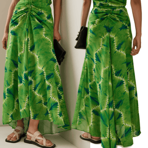 Altuzarra Maxi Skirt 34 US Size 2 NEW $1295 Thalissa Green Print Vacation Summer - Flair - Style
