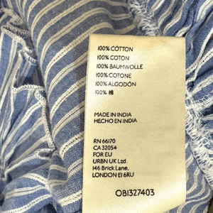 Anthropologie Blouse Size XS Vintage Charm Ruffled Peplum Blue Striped Flutter - Flair - Style