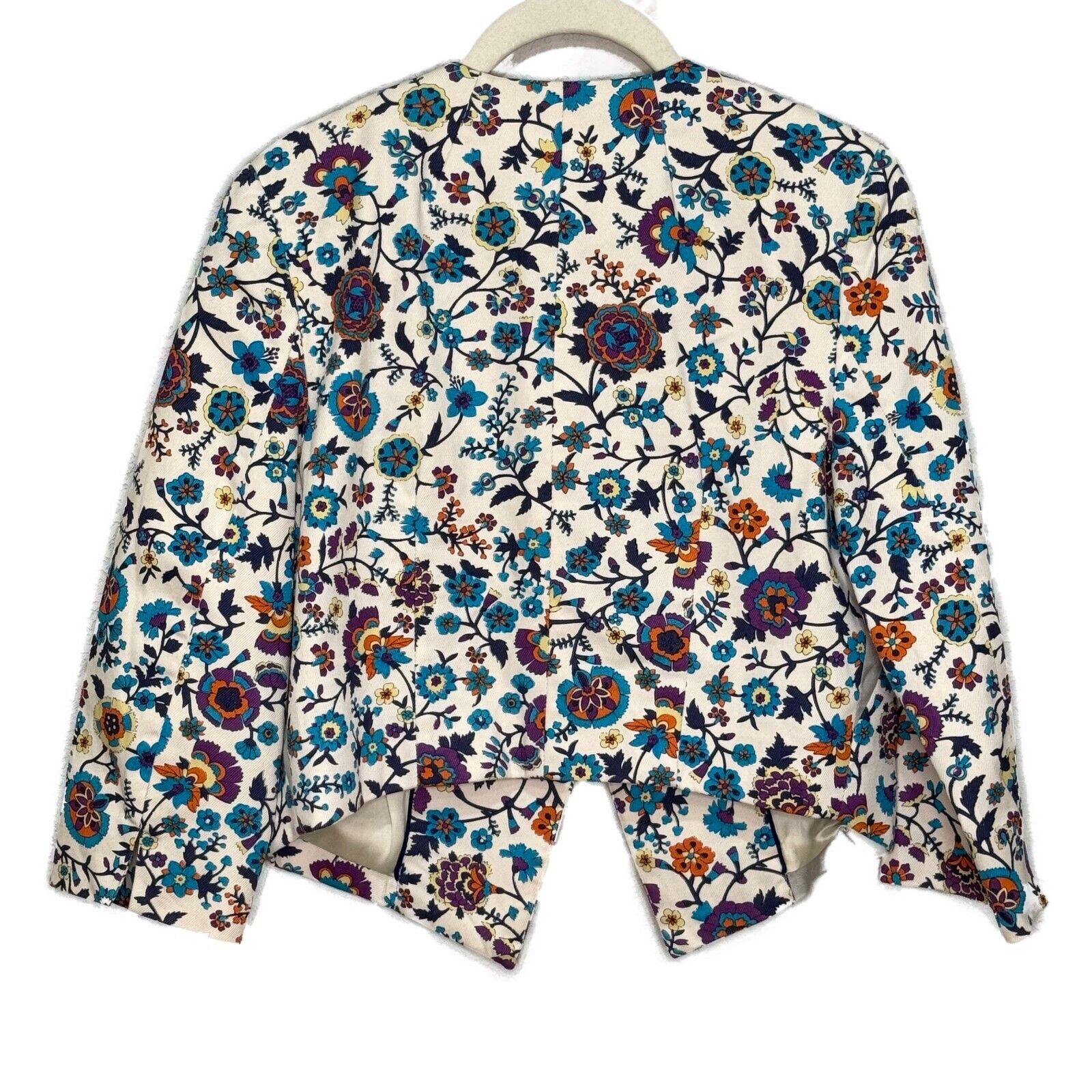 Anthropologie Elevenses Floral Open Blazer Jacket Size 8 Patchwork Petal Cropped - Flair - Style
