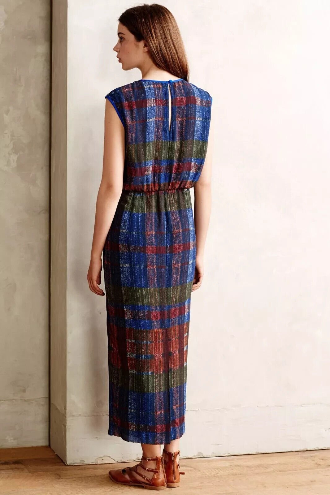 Anthropologie HD in Paris Andaz Maxi Dress Size 6 Cross Hatch Pattern - Flair - Style