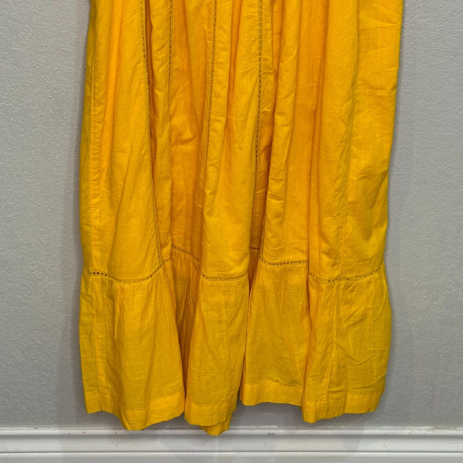 Anthropologie Maeve Maxi Dress Size 14 Petite NEW Yellow Pintuck Button Front - Flair - Style