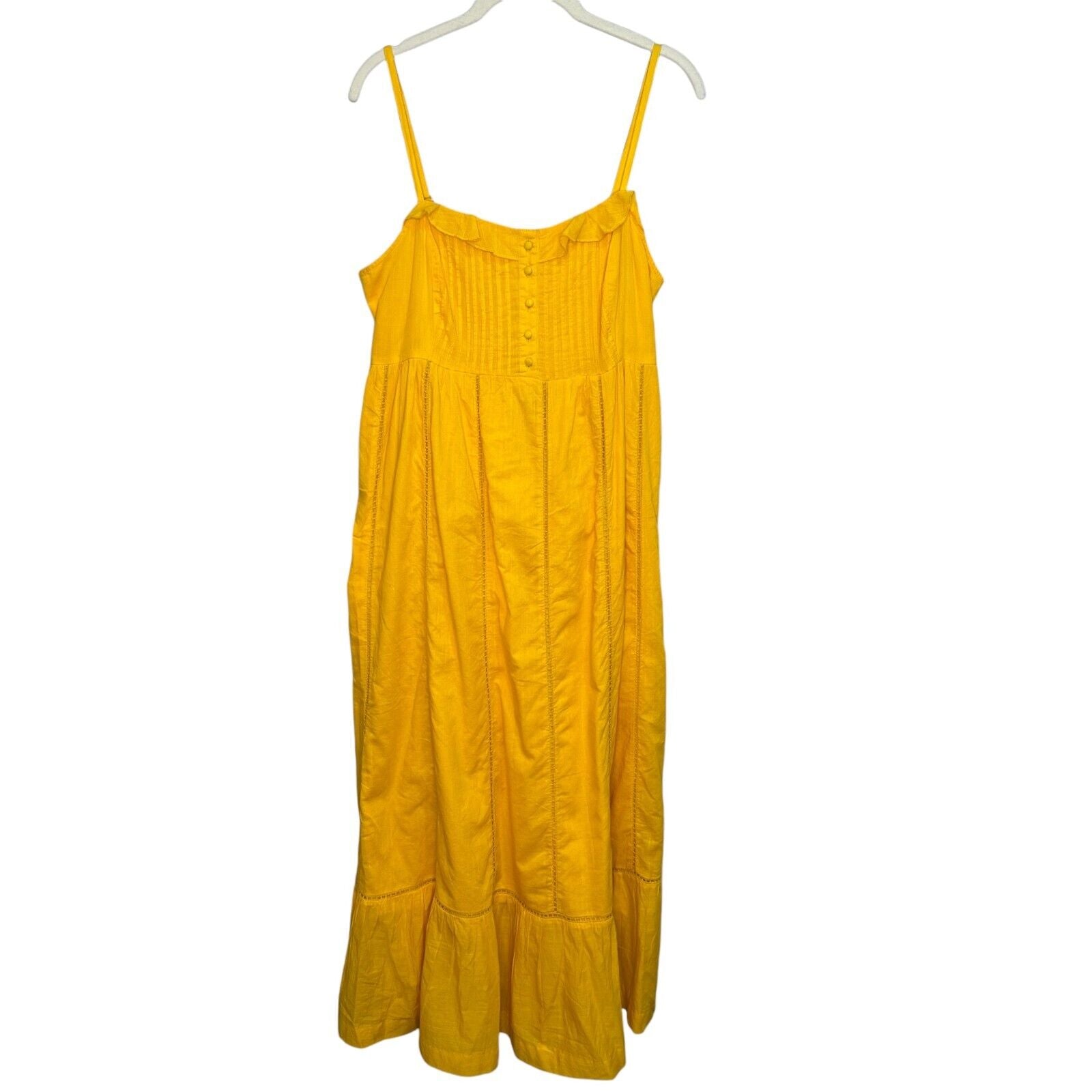 Anthropologie Maeve Maxi Dress Size 14 Petite NEW Yellow Pintuck Button Front - Flair - Style