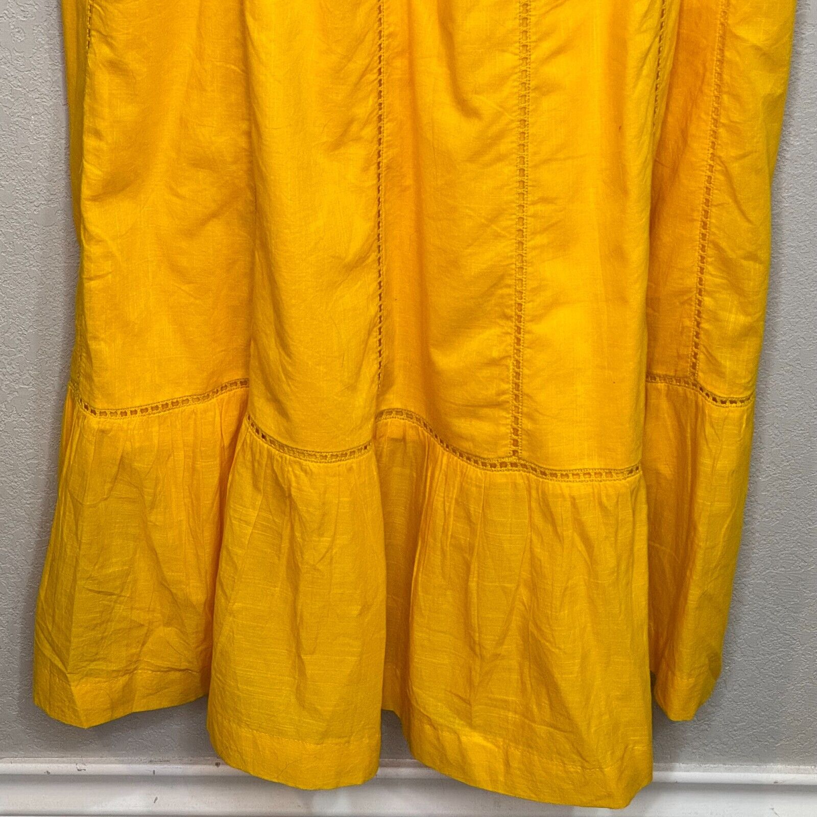Anthropologie Maeve Maxi Dress Size 14 Petite NEW Yellow Pintuck Button Front - Flair - Style