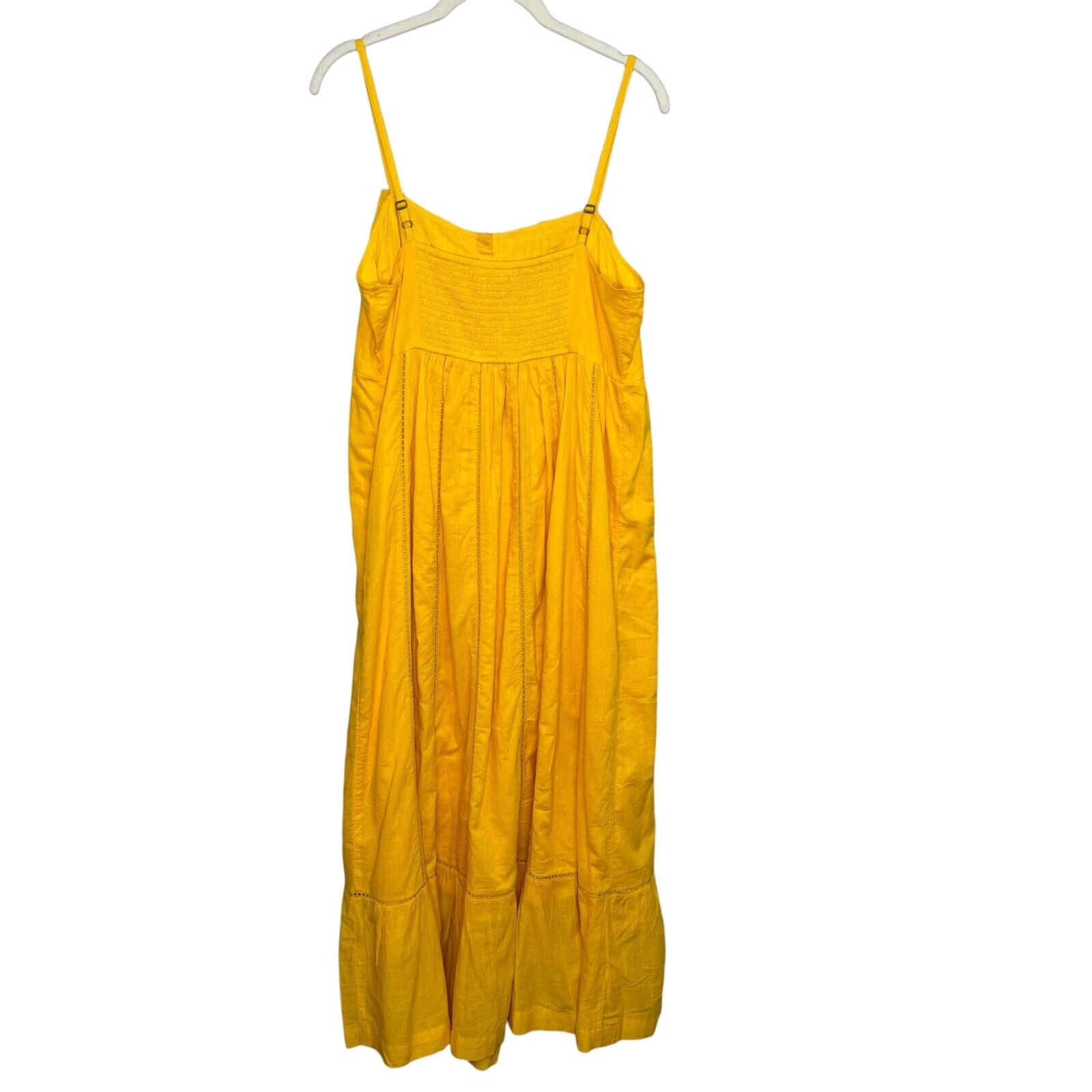 Anthropologie Maeve Maxi Dress Size 14 Petite NEW Yellow Pintuck Button Front - Flair - Style