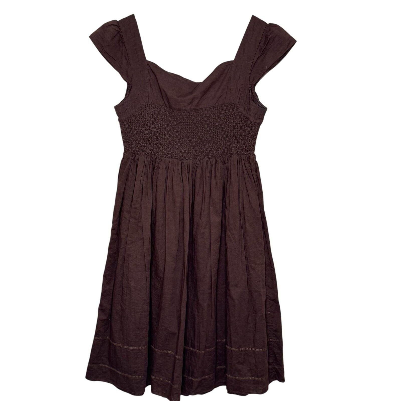 Anthropologie Maeve Smocked Dress Size 6 Brown Supreme Grace Vintage - Flair - Style