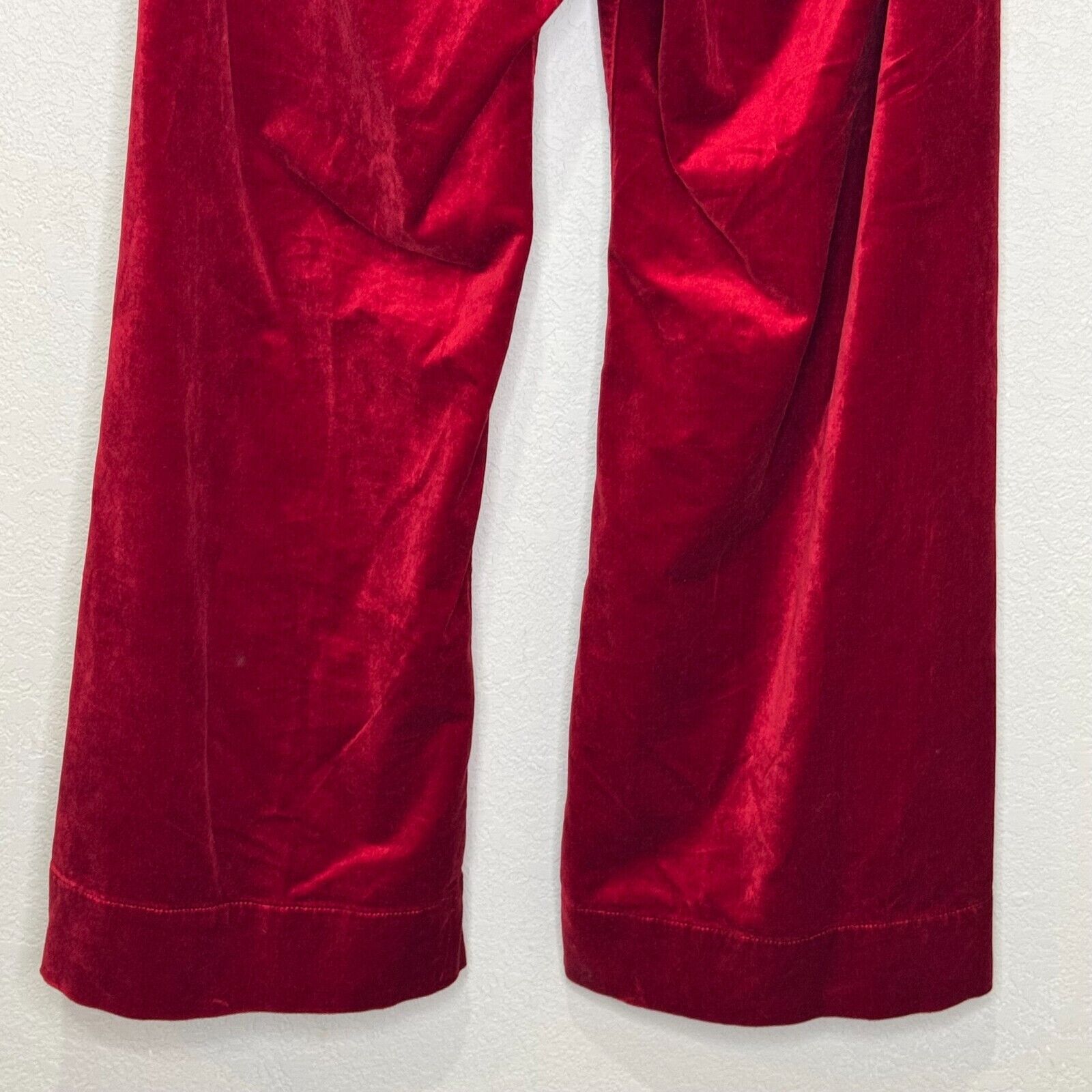 Anthropologie Maeve The Colette Cropped Wide - Leg Pants Size 28 Red Velvet - Flair - Style