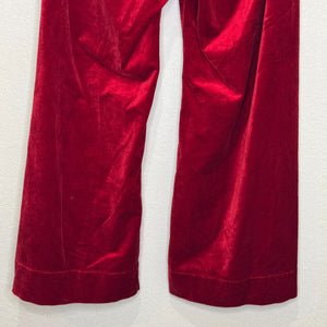 Anthropologie Maeve The Colette Cropped Wide - Leg Pants Size 28 Red Velvet - Flair - Style