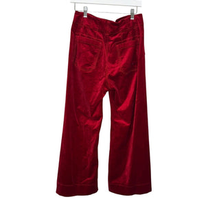 Anthropologie Maeve The Colette Cropped Wide - Leg Pants Size 28 Red Velvet - Flair - Style