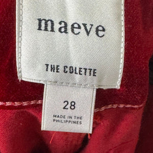 Anthropologie Maeve The Colette Cropped Wide - Leg Pants Size 28 Red Velvet - Flair - Style