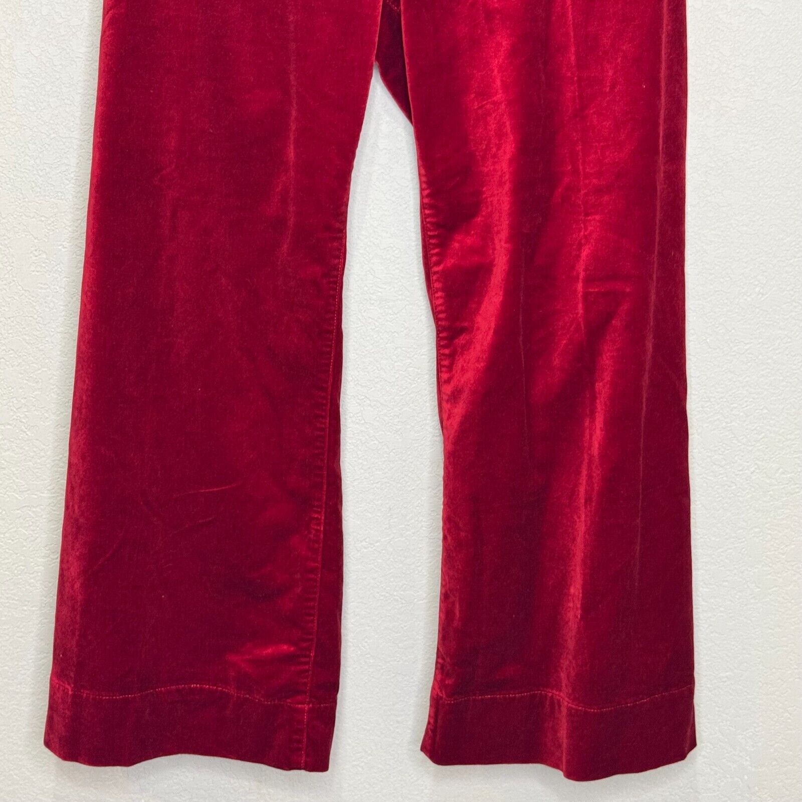 Anthropologie Maeve The Colette Cropped Wide - Leg Pants Size 28 Red Velvet - Flair - Style