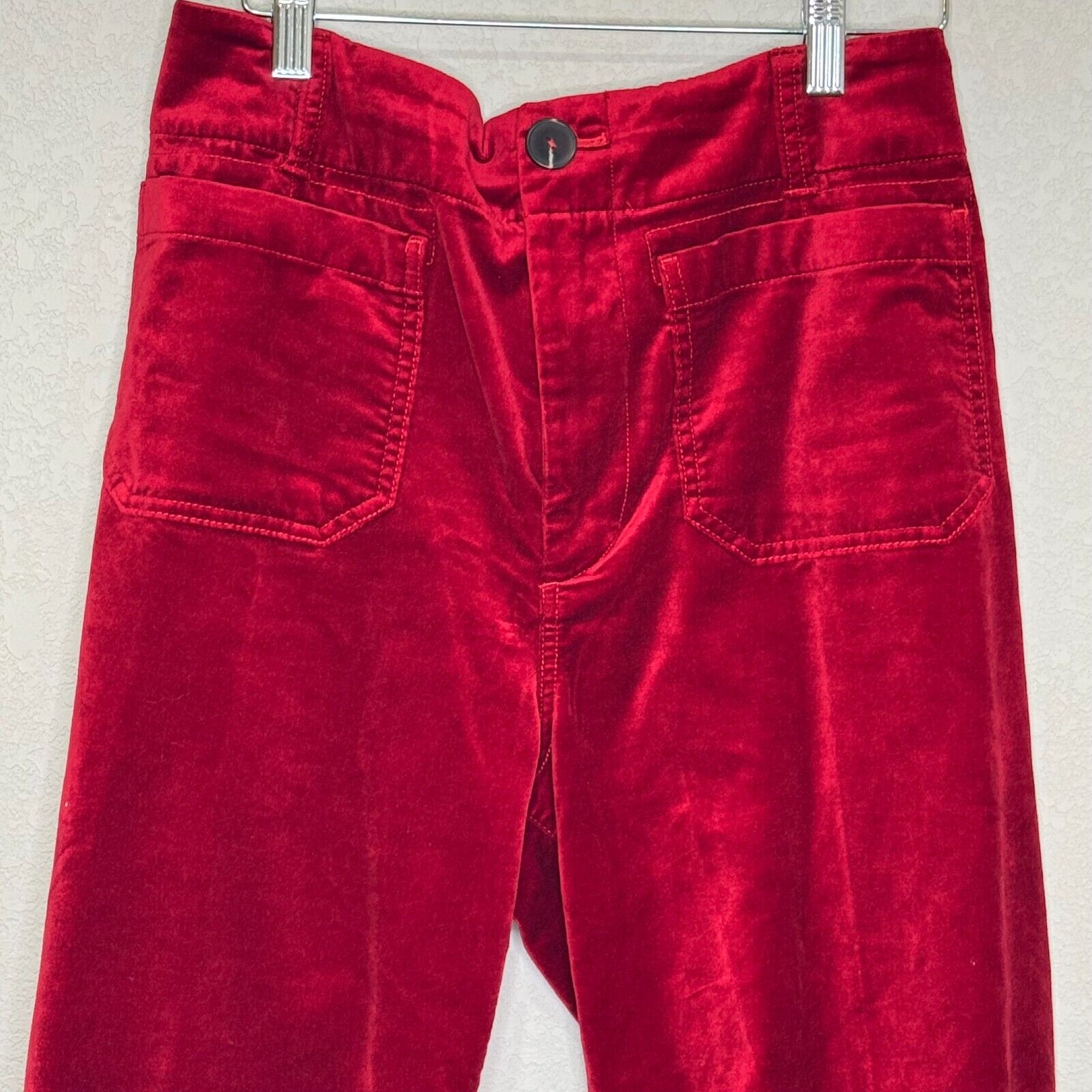 Anthropologie Maeve The Colette Cropped Wide - Leg Pants Size 28 Red Velvet - Flair - Style