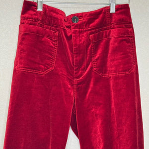 Anthropologie Maeve The Colette Cropped Wide - Leg Pants Size 28 Red Velvet - Flair - Style