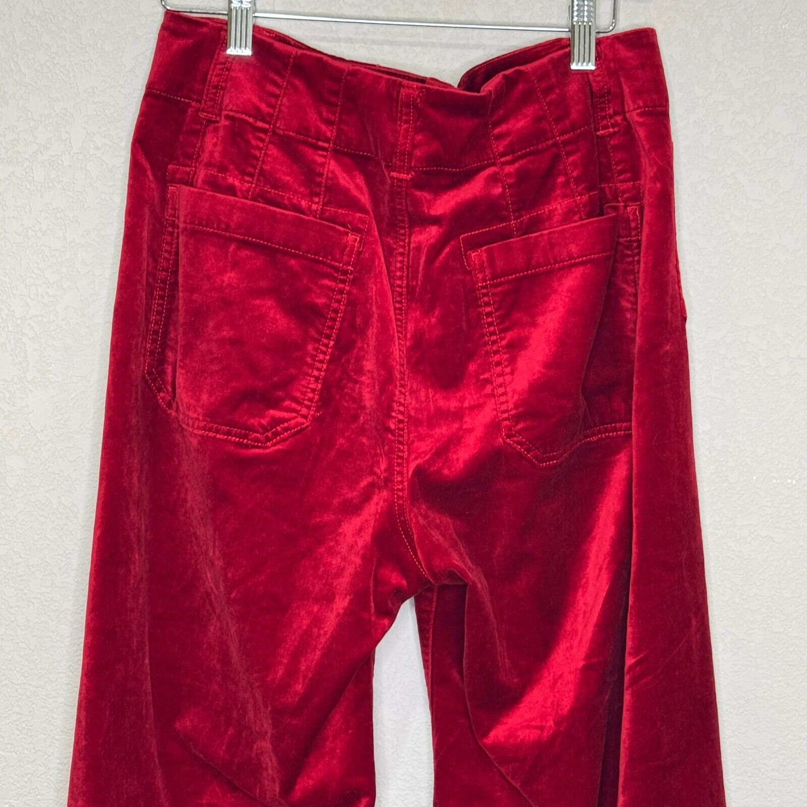 Anthropologie Maeve The Colette Cropped Wide - Leg Pants Size 28 Red Velvet - Flair - Style
