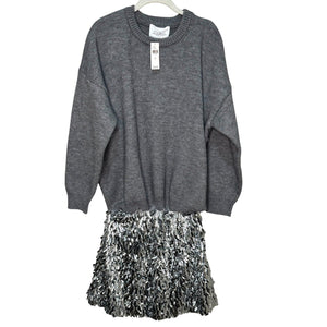 Anthropologie Mare Ware Mini Dress Size Small NEW Long - Sleeve Knit Sequin Twofer - Flair - Style