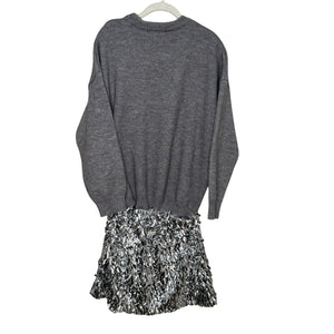 Anthropologie Mare Ware Mini Dress Size Small NEW Long - Sleeve Knit Sequin Twofer - Flair - Style