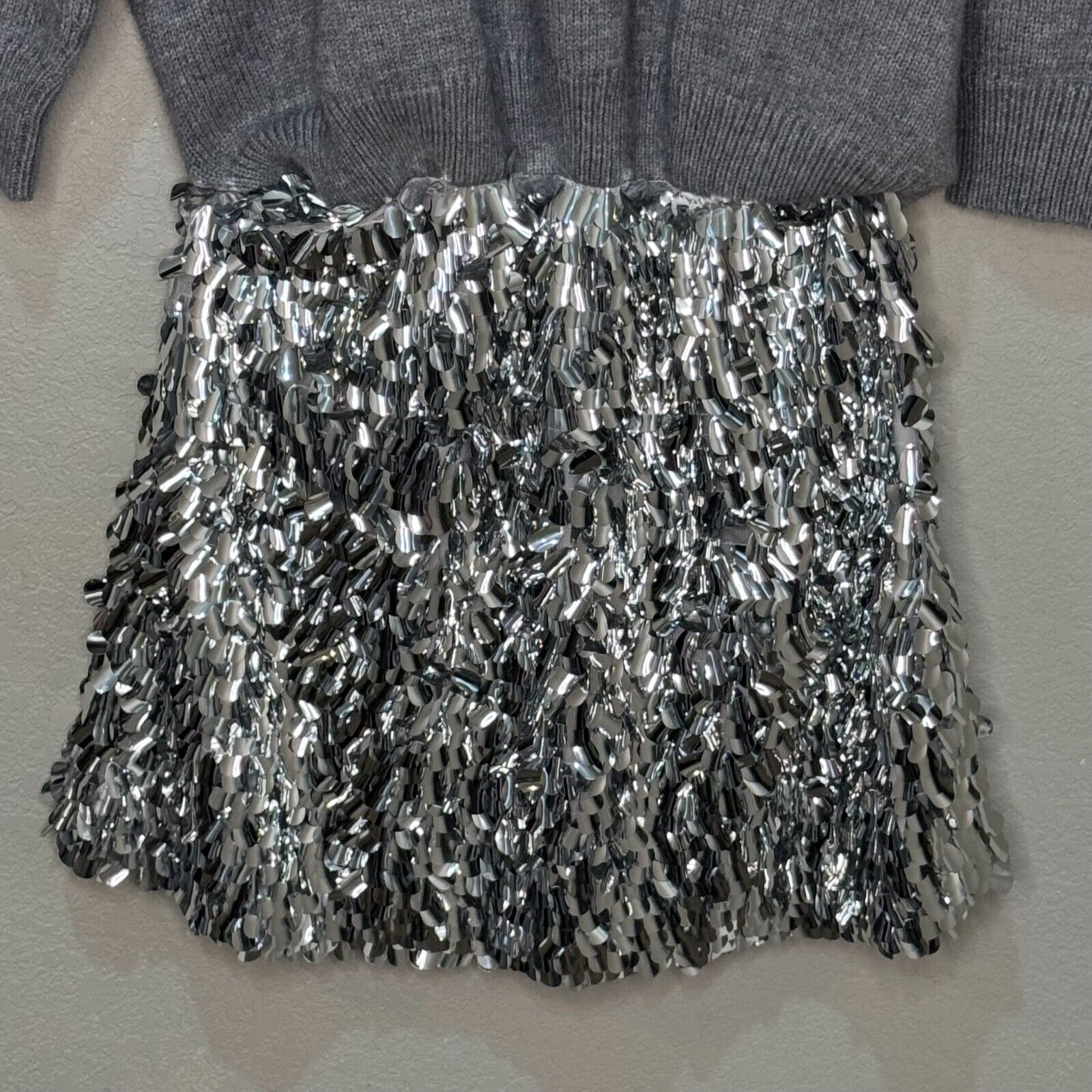 Anthropologie Mare Ware Mini Dress Size Small NEW Long - Sleeve Knit Sequin Twofer - Flair - Style
