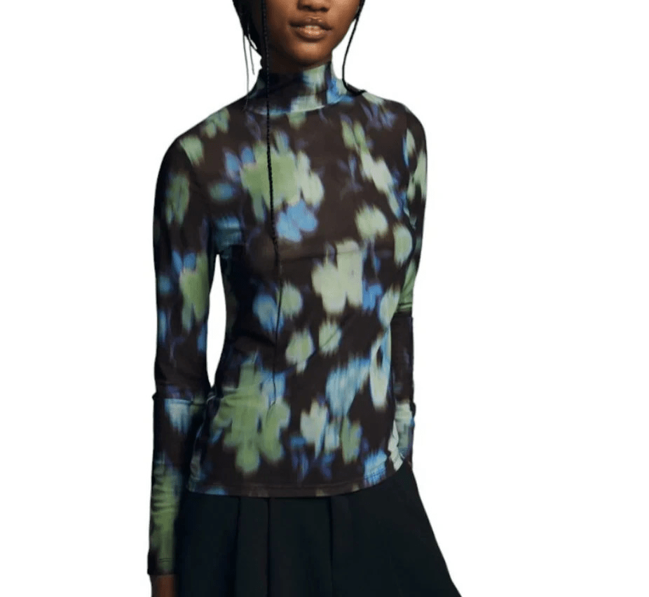 Anthropologie Mesh Top Womens Medium Floral Print Long Sleeve Shirt Blouse - Flair - Style
